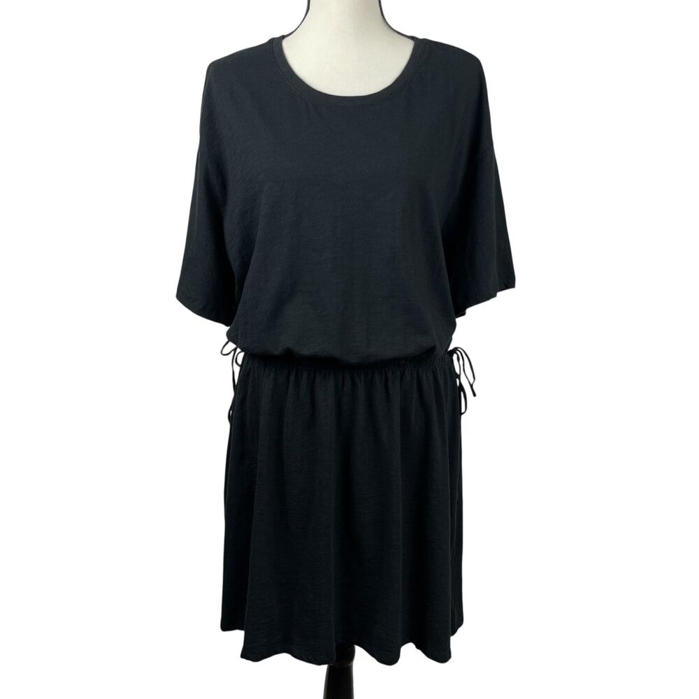 Old Navy Women's Dress XL Black Short Sleeve Cinched Waist Drawstring Cotton - Picture 1 of 11